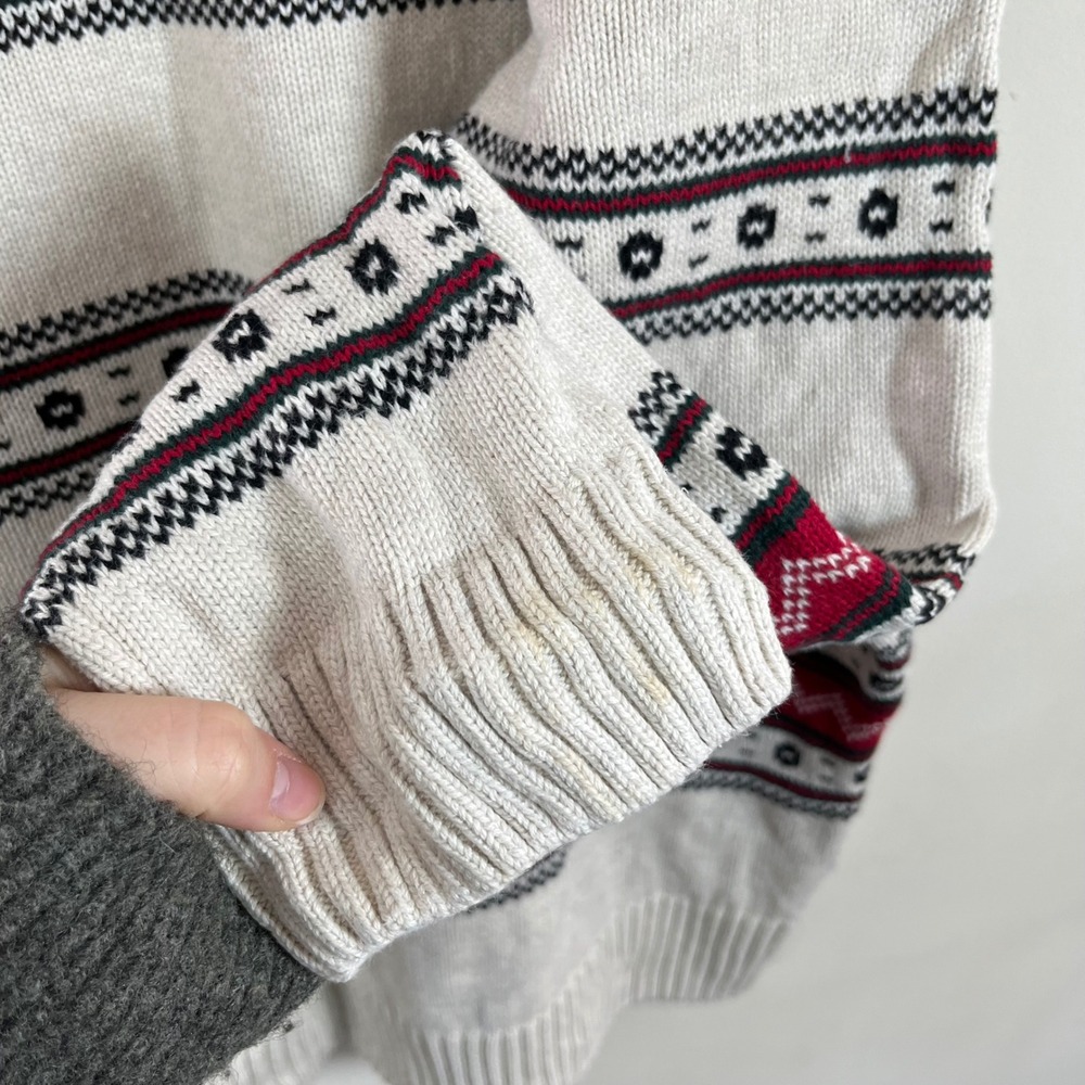 Vintage Chaps Mens Knit Crewneck Sweater Striped Aztec XXL Cotton Western - Picture 8 of 8